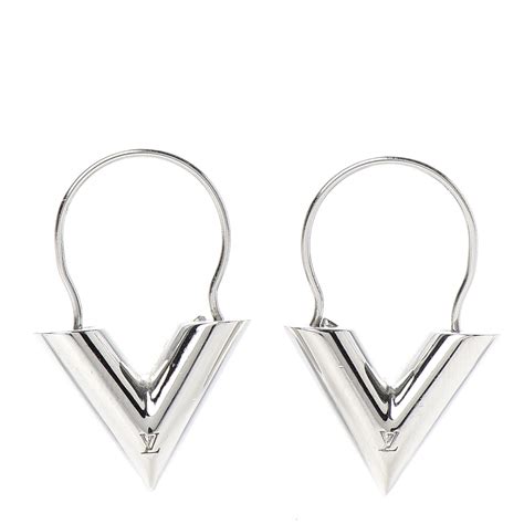 louis vuitton essential v earrings|louis vuitton earrings v silver.